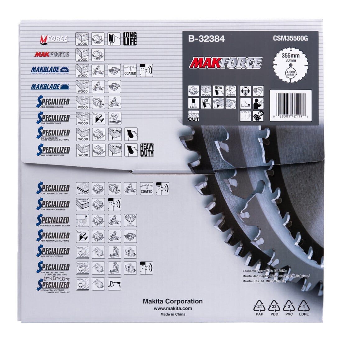 Lame de scie Makita MAKFORCE 355x30x60Z