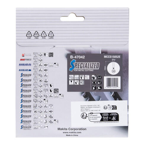 Lame de scie Makita pour tôle 150x20x52Z B-47042