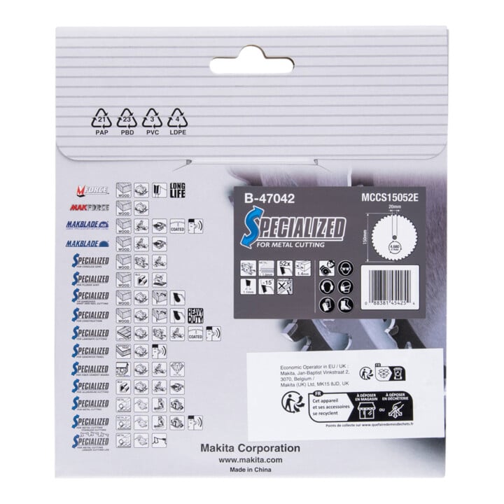 Lame de scie Makita pour tôle 150x20x52Z B-47042