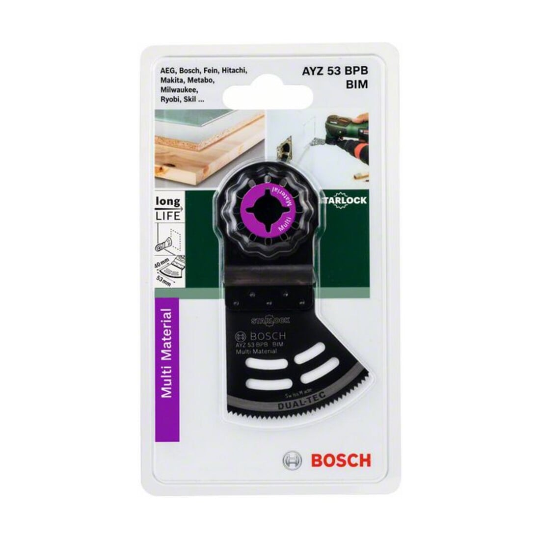 Lame de scie plongeante BIM Bosch Dual-Tec AYZ 53 BPB Multimaterial, 40 x 53 mm