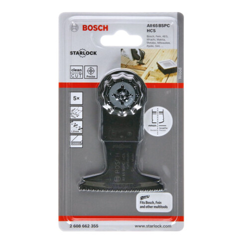 Lame de scie plongeante Bosch HCS AII 65 BSPC Bois dur, 40 x 65 mm