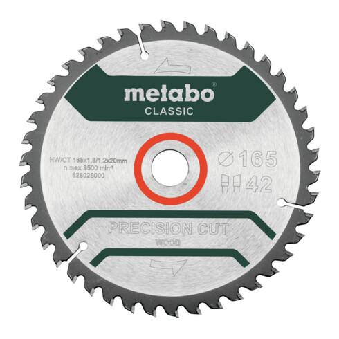 Lame de scie « precision cut wood - classic », 165x1,8/1,2x20 Z42 WZ 5° /B (628027000)