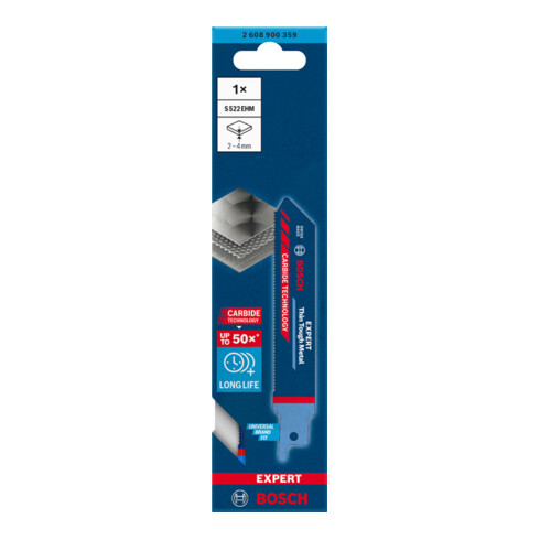 Lame de scie sabre Bosch EXPERT métal dur et mince S 522 EHM