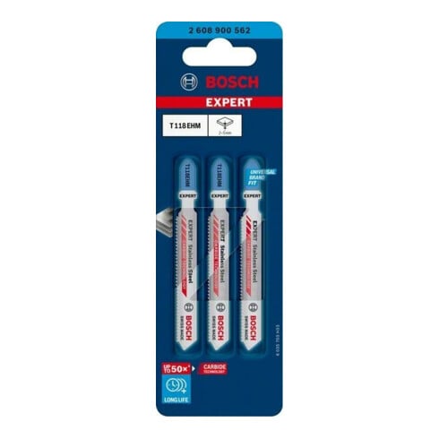 Lame de scie sauteuse Bosch EXPERT acier inoxydable T 118 EHM 3 pcs.