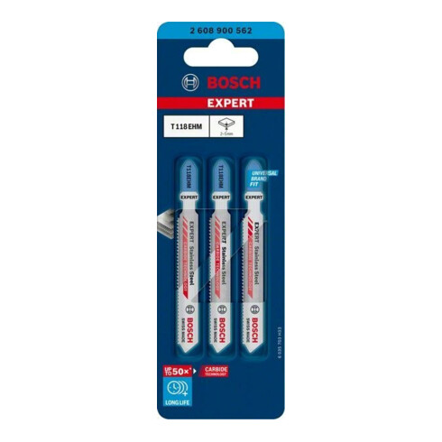 Lame de scie sauteuse Bosch EXPERT acier inoxydable T 118 EHM 3 pcs.