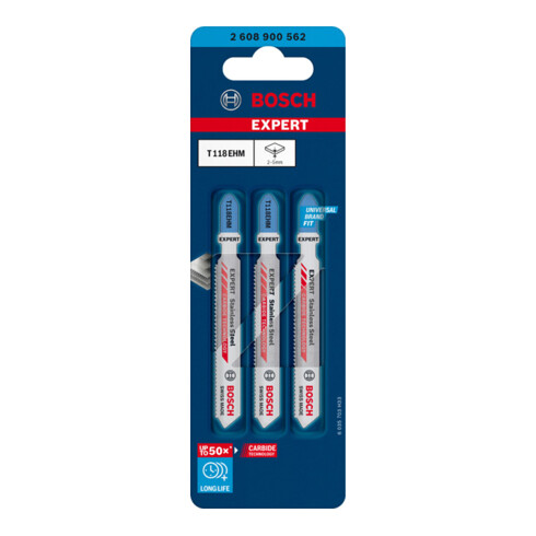 Lame de scie sauteuse Bosch EXPERT acier inoxydable T 118 EHM 3 pcs.