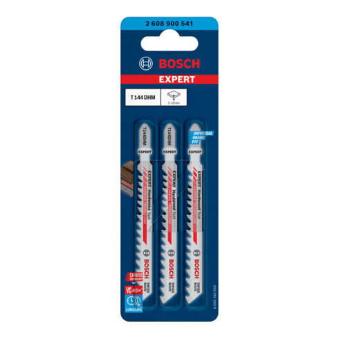 Lame de scie sauteuse Bosch EXPERT bois dur T 144 DHM 3 pcs.