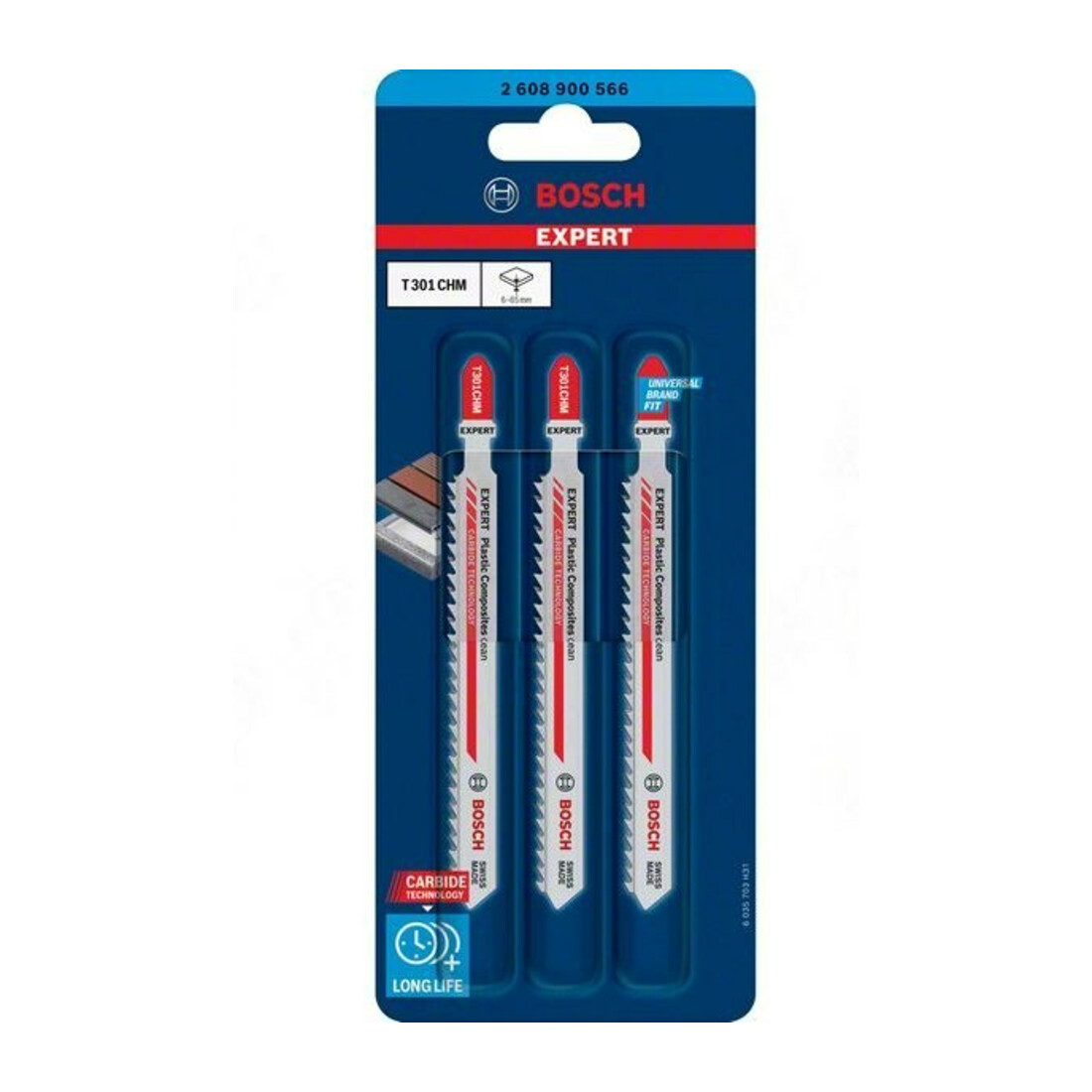 Lame de scie sauteuse Bosch EXPERT composites en plastique T 301 CHM 3 pcs.