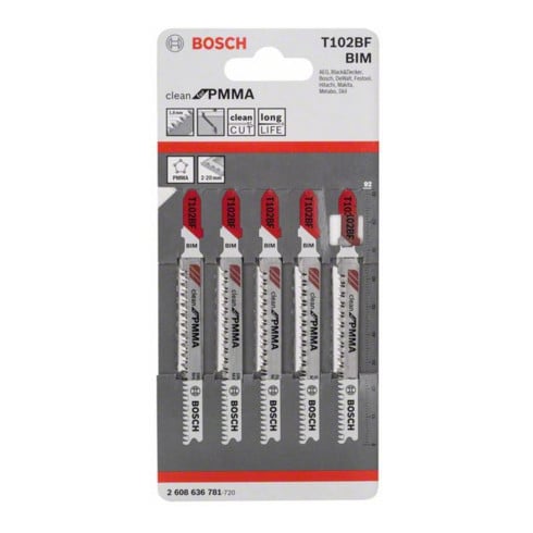 Lame de scie sauteuse Bosch T 102 BF, Clean pour PMMA