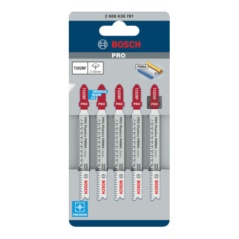 Lame de scie sauteuse Bosch T 102 BF, Clean pour PMMA
