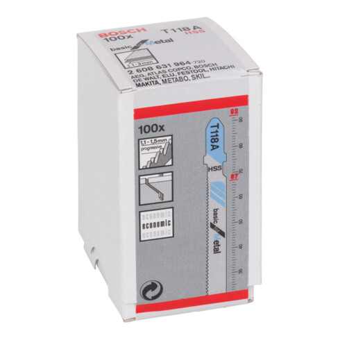 Lame de scie sauteuse Bosch T 118 A, Basic pour métal