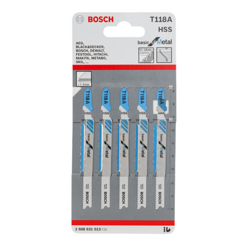 Lame de scie sauteuse Bosch T 118 A, Basic pour métal
