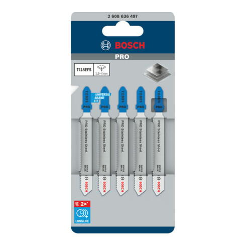 Lame de scie sauteuse Bosch T 118 EFS, Basic pour Inox