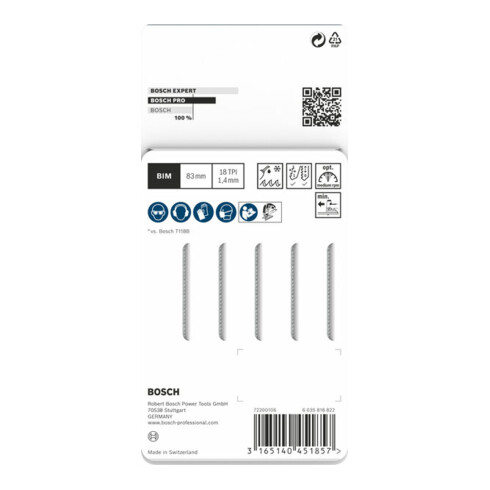 Lame de scie sauteuse Bosch T 118 EFS, Basic pour Inox