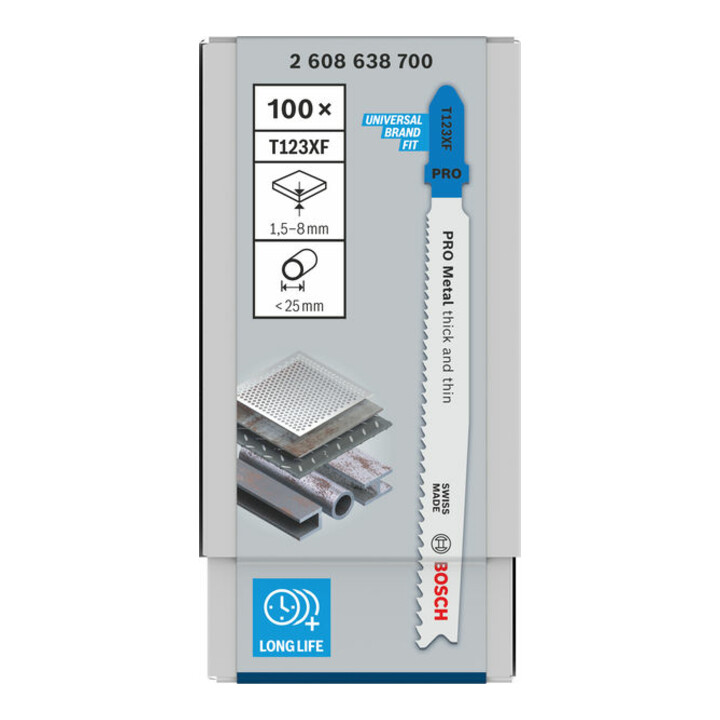 Lame de scie sauteuse Bosch T 123 XF, Progressor pour métal