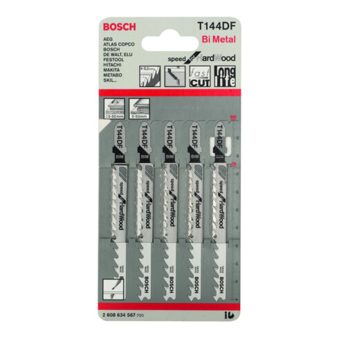 Lame de scie sauteuse Bosch T 144 DF, Speed for Hard Wood