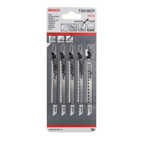 Lame de scie sauteuse Bosch T 301 BCP, Précision pour bois