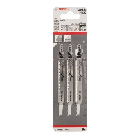 Lame de scie sauteuse Bosch T 308 B  Extraclean for Wood
