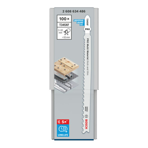 Lame de scie sauteuse Bosch T 345 XF, Progressor pour bois et métal