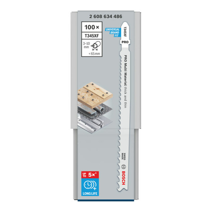 Lame de scie sauteuse Bosch T 345 XF, Progressor pour bois et métal