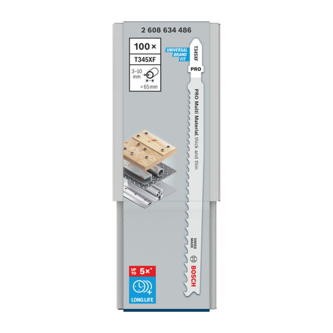 Lame de scie sauteuse Bosch T 345 XF, Progressor pour bois et métal