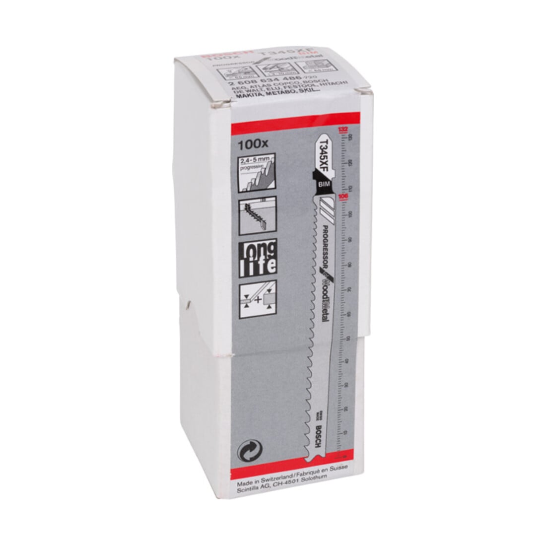 Lame de scie sauteuse Bosch T 345 XF, Progressor pour bois et métal