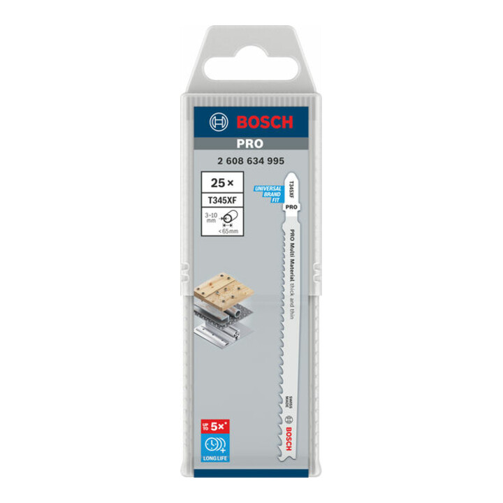 Lame de scie sauteuse Bosch T 345 XF, Progressor pour bois et métal