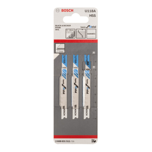 Lame de scie sauteuse Bosch U 118 A Basic pour métal
