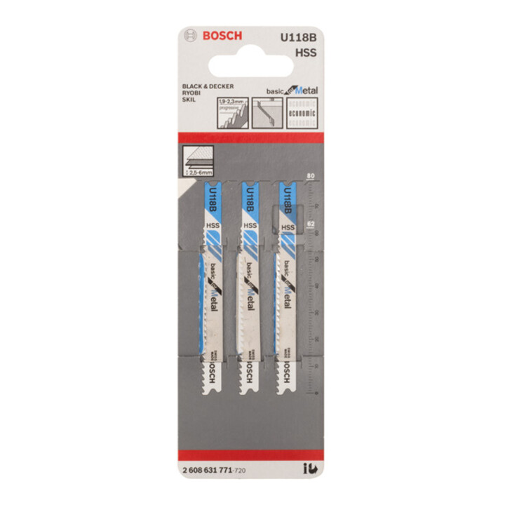 Lame de scie sauteuse Bosch U 118 B Basic pour métal