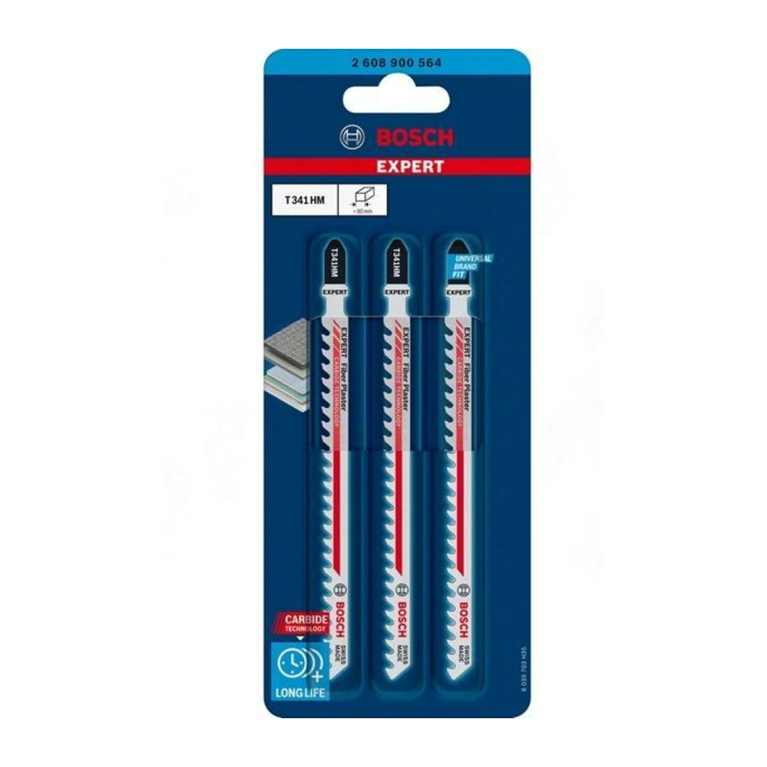 Lame de scie sauteuse EXPERT Fiber Plaster T 341 HM Bosch 3 pièces pour scies sauteuses