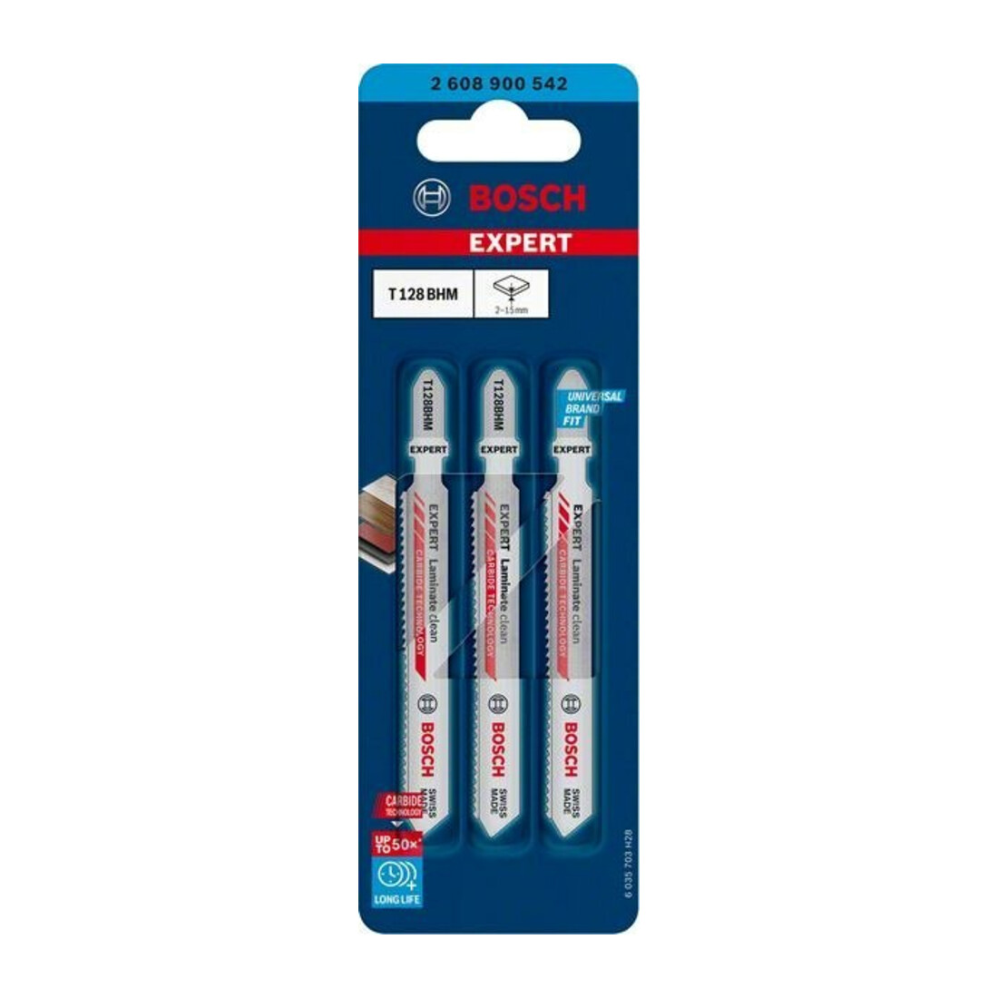 Lame de scie sauteuse EXPERT Laminate Clean T128 BHM Bosch 3 pièces pour scies sauteuses