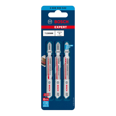 Lame de scie sauteuse EXPERT Laminate Clean T128 BHM Bosch 3 pièces pour scies sauteuses