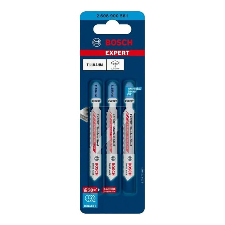 Lame de scie sauteuse EXPERT Stainless Steel T 118 AHM Bosch 3 pièces pour scies sauteuses