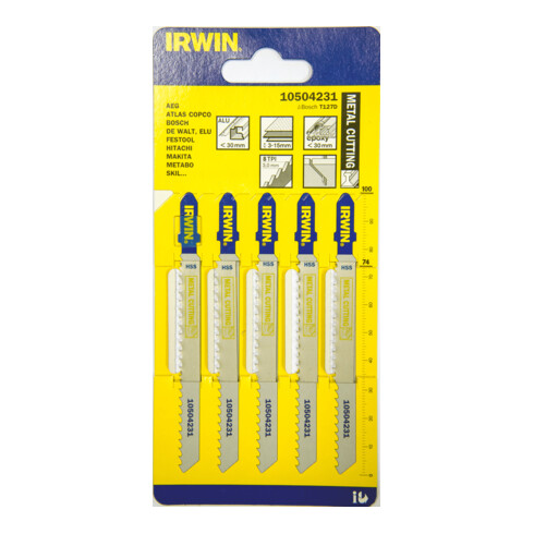 Lame de scie sauteuse Irwin HSS métal 100mm