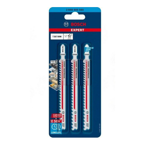 Lame de scie sauteuse Multi Material T 367 XHM Bosch EXPERT 3 pièces pour scies sauteuses