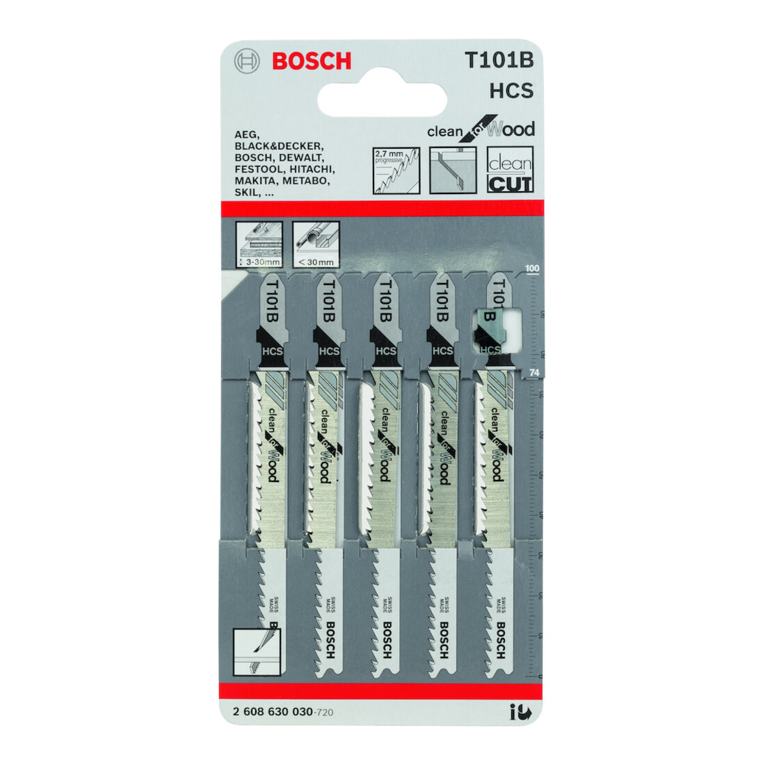 Lame de scie sauteuse T 101 B L.74mm HCS denture 2,7mm angle dép. rectifié p. bo