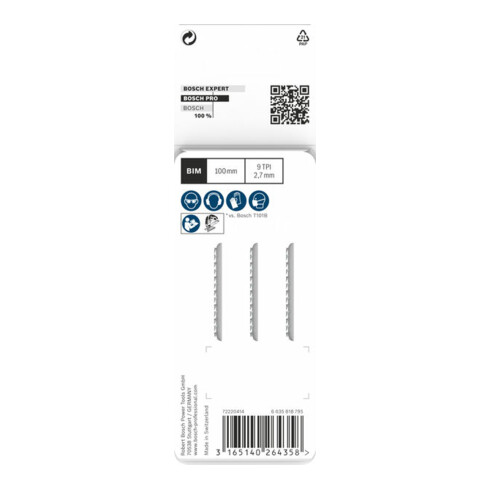 Lame de scie sauteuse T 101 BF L.74mm double denture 2,7mm angle dép. rectifié p