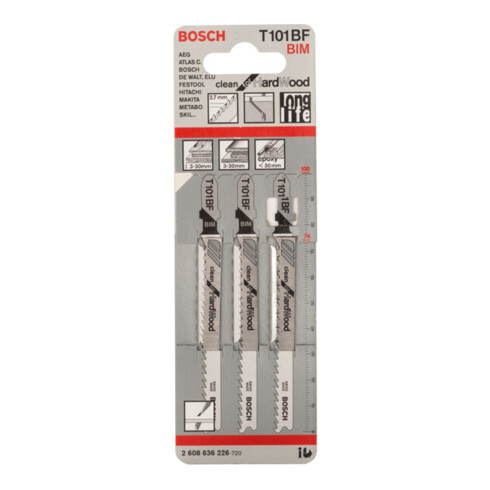 Lame de scie sauteuse T 101 BF L.74mm double denture 2,7mm angle dép. rectifié p