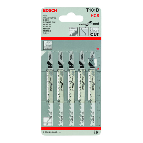 Lame de scie sauteuse T 101 D L.74mm HCS denture 4mm angle dépouille/exéc.progr.