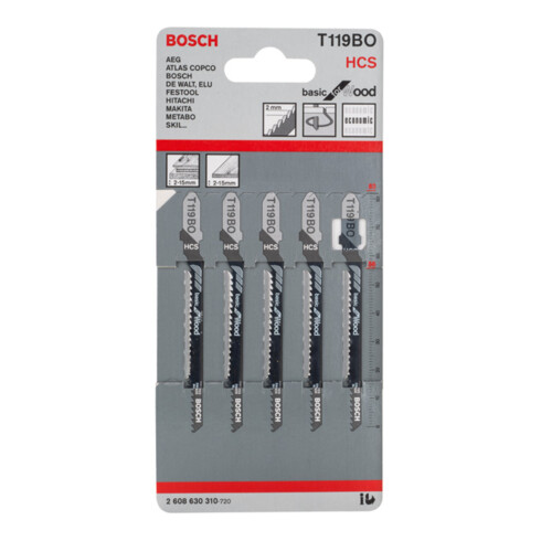Lame de scie sauteuse T 119 BO Bosch, Basic for Wood