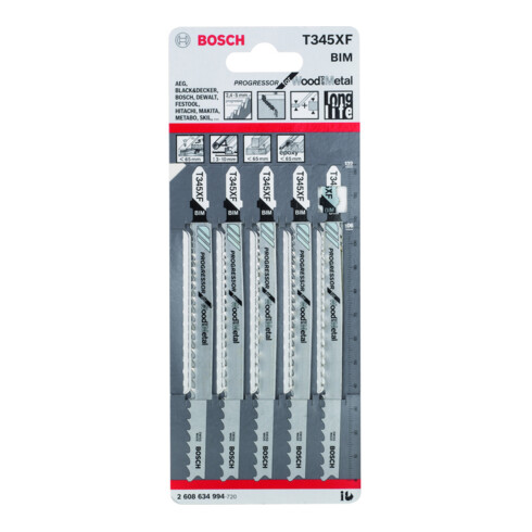 Lame de scie sauteuse T 345 XF L.106mm bi-métal. dent. 2,44mm incl. progressive