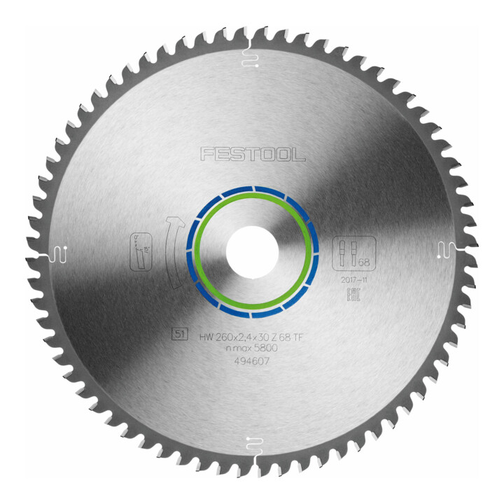 Lame de scie spéciale Festool 260 x 2, 4 x 30 TF68