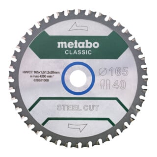 Metabo Lame de scie "steel cut/sandwich panel - classic", Z40 FZ/FA 4° /B