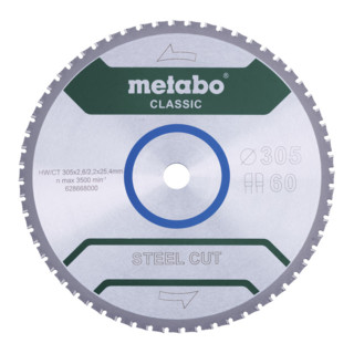 Lame de scie « steel cut - classic », 305x2,6/2,2x25,4 Z60 FZFA/FZFA 4° (628668000)