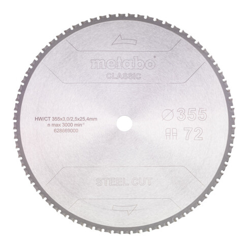 Lame de scie « steel cut - classic », 355x3,0/2,5x25,4 Z72 FZFA/FZFA 4° (628669000)