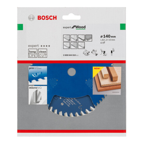 Lame p. scie circulaire Expert for Wood D. ext. 140 mm nbre. de dents 42 WZ perç