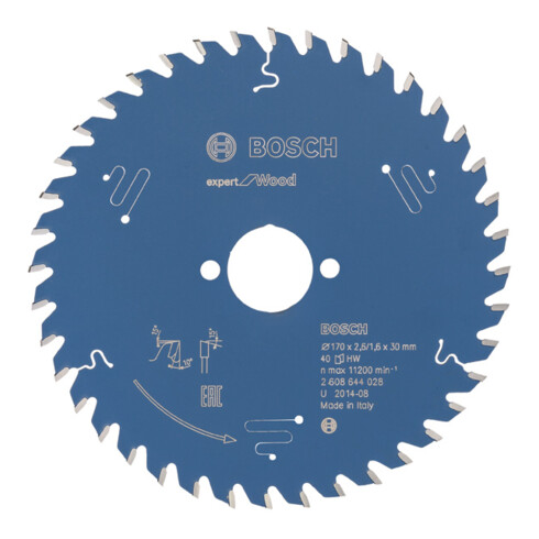 Lame p. scie circulaire Expert for Wood D. ext. 170 mm nbre. de dents 40 WZ perç