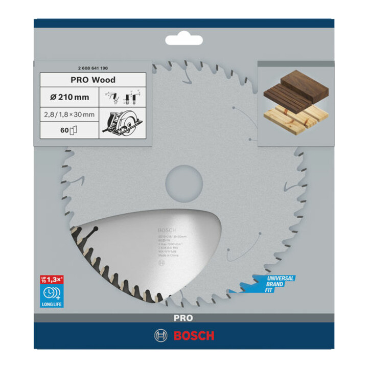 Lame p. scie circulaire Optiline Wood D. ext. 210 mm nbre. de dents 60 WZ perçag