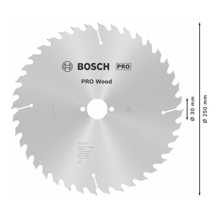 Lame p. scie circulaire Optiline Wood D. ext. 250 mm nbre. de dents 40 WZ perçag