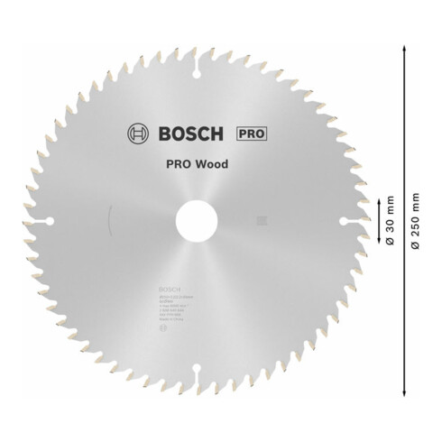 Lame p. scie circulaire Optiline Wood D. ext. 250 mm nbre. de dents 60 WZ/N perç